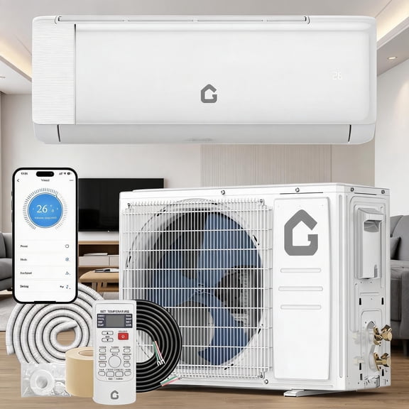 TEQIN 12,000 BTU Smart WIFI Mini Split AC/Heating System with Inverter & APP Control, 23 SEER2 Ductless Split Air Conditioner with Pre-Charged Condenser, Heat Pump & Installation Kit
