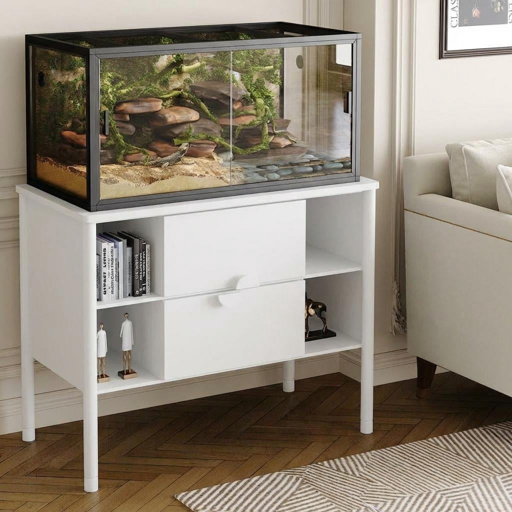 TEQIN 120-Gallon Reptile Enclosure,Front-Opening Glass Terrarium reptile habitat for Bearded Dragons, Snakes and Lizards,Reptile Terrarium With Screen Ventilation Top,Easy Assembly