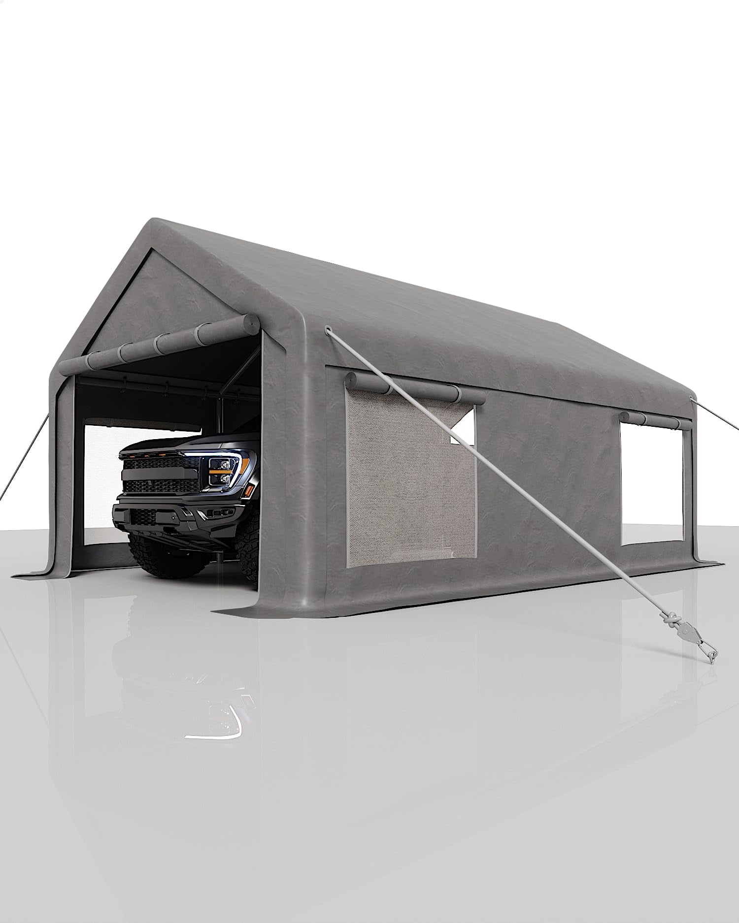 TEQIN 13x20 Ft Heavy Duty Carport With Removable Side Walls And Doors, Portable Garage With Roll-Up Window, Car Canopy With All-Season Tarp Car Port Canopy Tent For Cars, Trucks, Boats