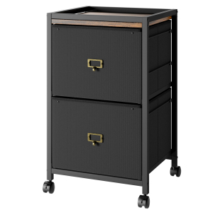 TEQIN 2-4 Drawer File Cabinet with Wheels,Metal Mobile Filing Cabinets with Fabric Drawers,Vertical Filing Cabinet With Lock for Home Office,Heavy Duty Storage Cabinet for A4/Letter/Legal Size File