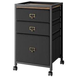 TEQIN 2-4 Drawer File Cabinet with Wheels,Metal Mobile Filing Cabinets with Fabric Drawers,Vertical Filing Cabinet With Lock for Home Office,Heavy Duty Storage Cabinet for A4/Letter/Legal Size File