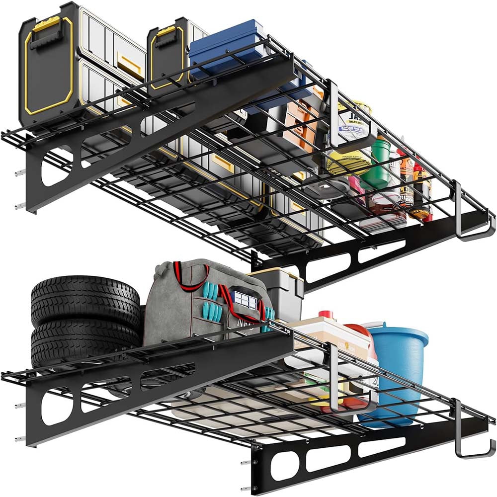 TEQIN 2-Pack Garage Shelving,Wall Shelf Garage Storage Rack Floating ...