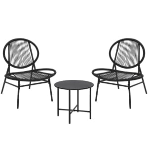 TEQIN 3 Piece Patio Bistro Set,Outdoor Acapulco Seating Chairs, All Weather Modern Patio Chairs Set of 2 with Side Table, Small Patio Conversation Bistro Set for Garden, Backyard, Balcony, Porch