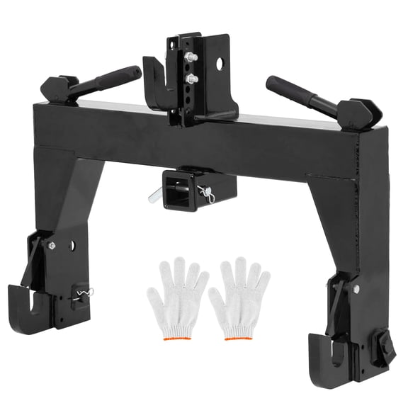 TEQIN 3 Point Quick Hitch, 3000lbs Trailer Hitch Attachments with 2" Receiver Adaptation to Category 1 and 2 Tractors,Attachment Between Lower Arms