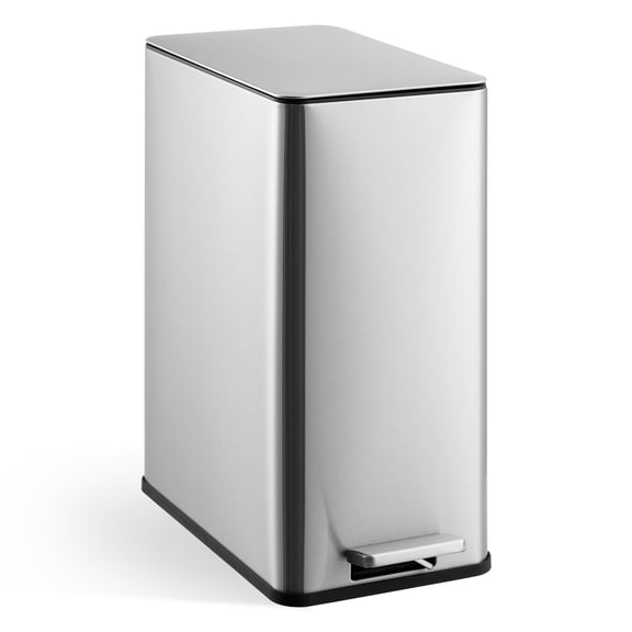TEQIN 4 Gallon Kitchen Trash Can,Stainless Steel Trash Can with Lid Slim Kitchen Step Trash Can,Space-Saving Design, Quiet Soft-Close Lid, Garbage Bin for Kitchen Home Bathroom