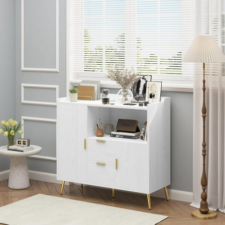 TEQIN 40"W  Sideboard Storage Cabine,Office Storage Cabinet with Drawers,Doors and Shelves,Printer Stand for Office Supplies and File Storage,Filing Cabinet Coffee Bar for Home Office