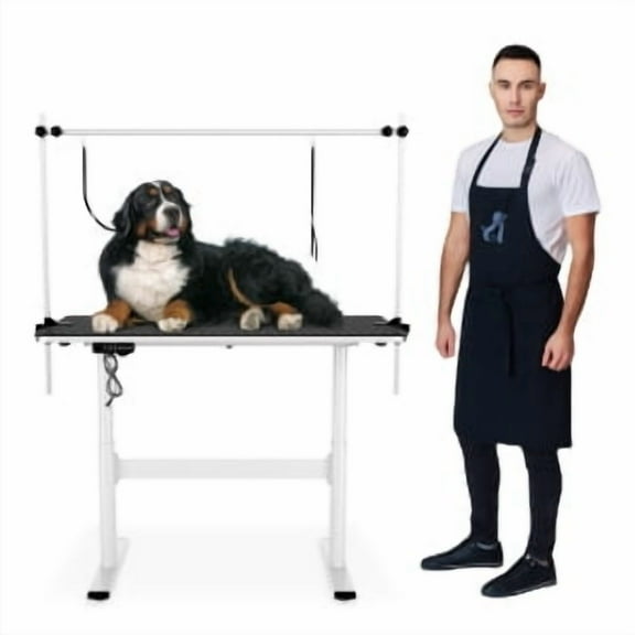 TEQIN 46" W Electric Dog Grooming Table, Heavy Duty Professional Pet Grooming Table,Large Pet Bathing Station with Overhead Arms ，Lift Structure Dog Grooming Table For Large Dogs