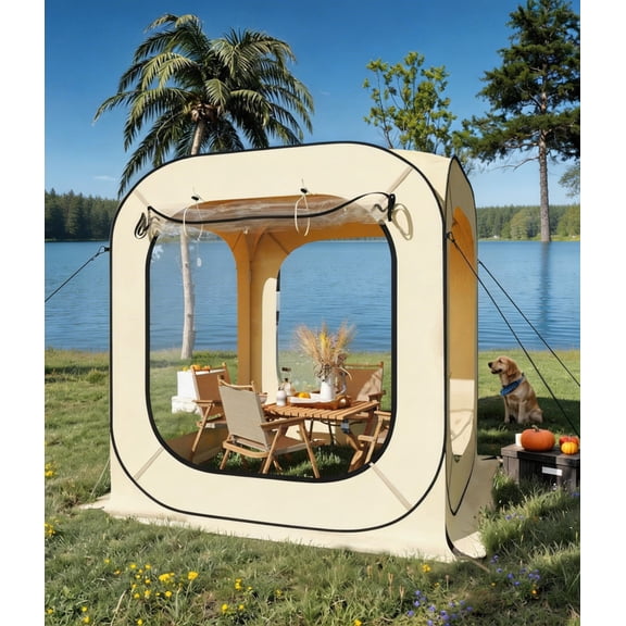TEQIN 5.6 x 5.6 FT Pop Up Sports Tent,Thick PVC, Scratch-Resistant Small Tent, Canopy Shade with Carry Bag for Soccer, Football Games, Outdoor Events, 1-2 Person
