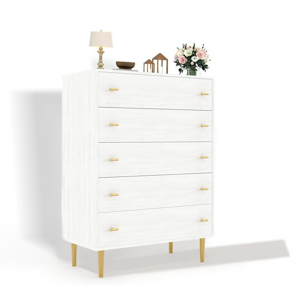 TEQIN 5 Drawer Dresser for Bedroom,Modern Chest of Drawers, 43.2" Tall Storage Dresser with Deep Drawers Storage Dressers Organizer for Living Room Hallway Entryway