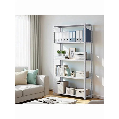 TEQIN 5 Tier 500LBS Heavy Duty Steel Shelving Unit, Adjustable Height Metal Garage Shelves, Powder-Coated Versatile Storage Shelves Tool-Free Assembly For Indoor Outdoor Kitchen Pantry Living Room