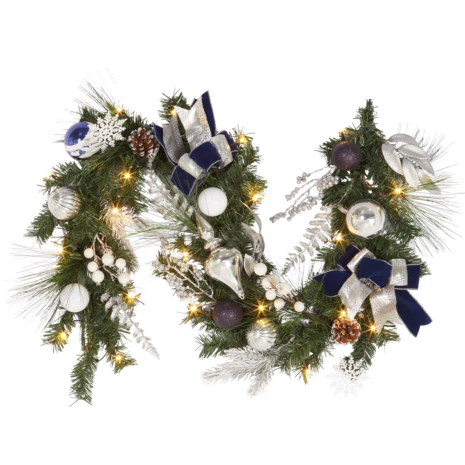 TEQIN 6 Feet Pre-Lit Christmas Garland with Lights and Pine Cones ...