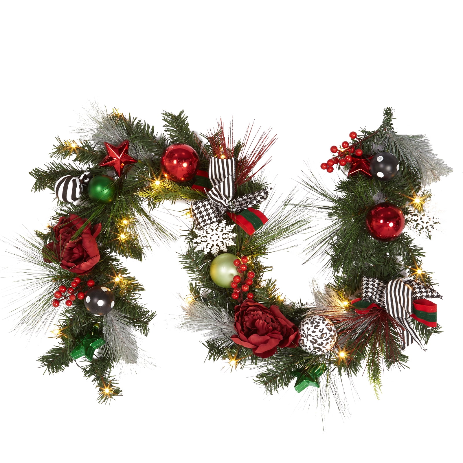 TEQIN 6 Feet Pre-Lit Christmas Garland with Lights and Pine Cones ...