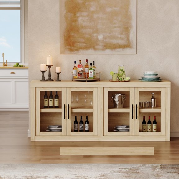 TEQIN 70.9" Buffet Cabinet With Storage,Modern Kitchen Sideboard With 4 Doors & Adjustable Shelves,Wood Coffee Bar Cabinet Console Table For Dining Room, Living Room, Entryway