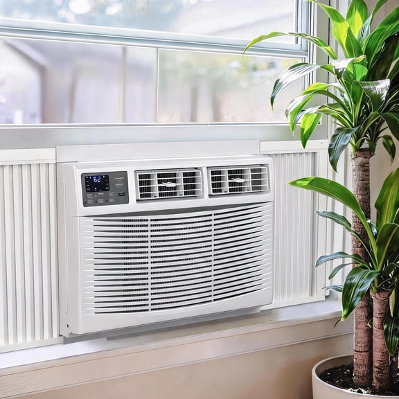 TEQIN 8,000 BTU Window Air Conditioner with Remote Control, Cools Up to 350 Sq. Ft., Window Mounted AC Unit and Heater Combo for Apartment Living Room Bedroom,APP & Remote Control