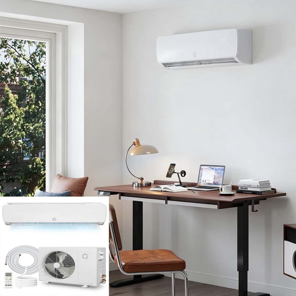 TEQIN 9000 BTU Mini Split AC/Heating System, 19 SEER2 230V Energy Efficient Mini Split Air Conditioner,Wall-Mounted Split AC Unit,Cools Up to 450 Sq.Ft, Heat Pump & Installation Kits