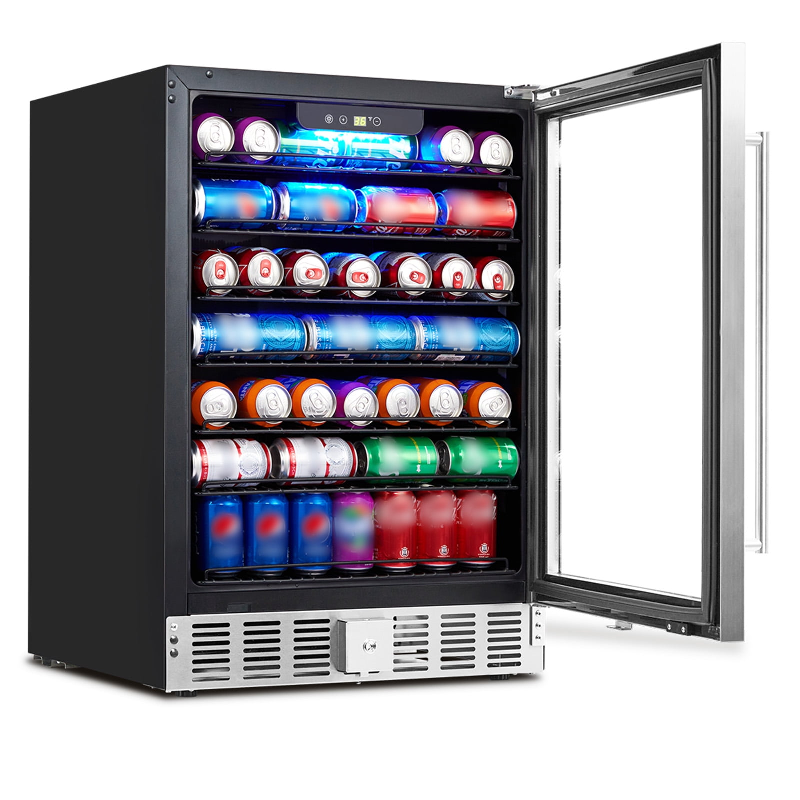TEQIN Beverage Refrigerator, 5.1 Cu.ft Beverage Fridge Refrigerator Cooler With 166 Cans Capacity, Small Beverage Cooler with 36~60°F Adjustable Digital Temperature Control Drink Cooler