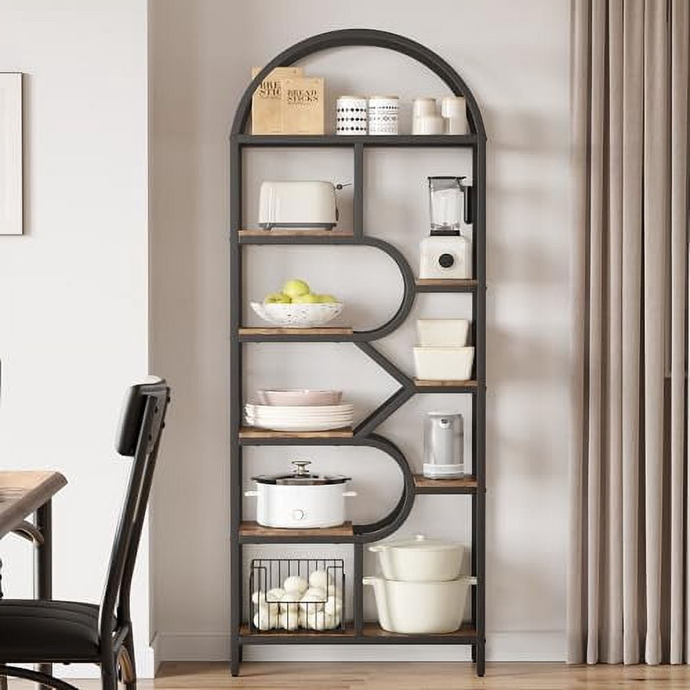 TEQIN Bookshelf Arched Display Racks,6 Tier Arched Bookcase,81.7” H ...
