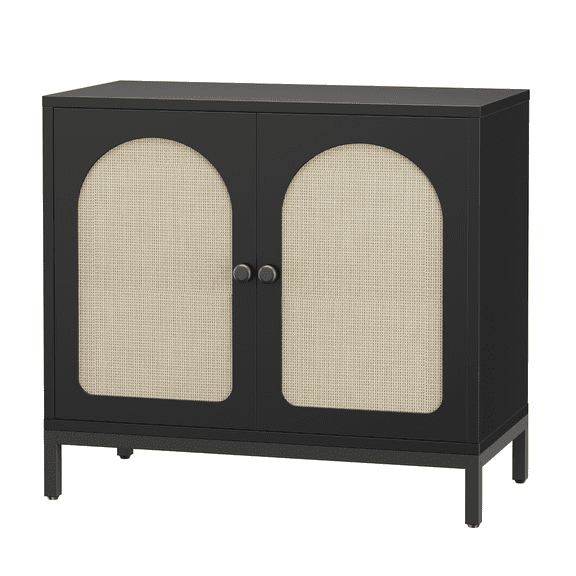 TEQIN Buffet Cabinet With Storage, Storage Cabinet With PE Rattan Decor Doors, Accent With Adjustable Feet, Buffet Sideboard For Hallway, Entry, Living Room