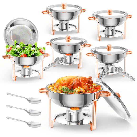 TEQIN Chafing Dishes for Buffet, 5.3QT Round Chafing Dishes for Buffet, Catering Food Warmers,Stainless Steel Chafing Dish Buffet Set for Any Party