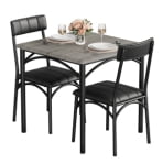 TEQIN Dining Table for 2 , Small Kitchen Table for 2 with Metal Frame, Square Table with Upholstered Chairs Set of 2, 3-Piece Dining Room Set,Kitchen Table and Chairs for Small Space, Apartment