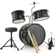 TEQIN Drum Set for Kids and Beginners, 3-Piece 14'' Drum Kit with Adjustable Throne, Cymbal, Pedal & Two Pairs of Drumsticks, Musical Instruments for Boys and Girls