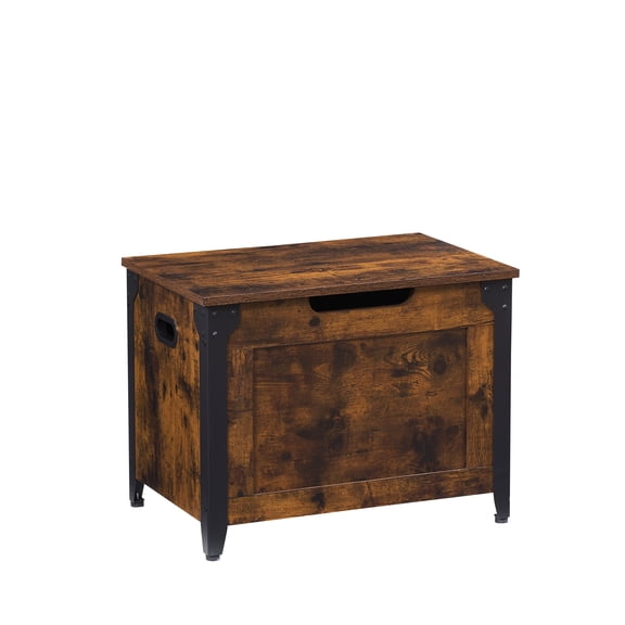 TEQIN Entryway Storage Bench,Flip Top Storage Ottoman with Padded Seat, Bed End Stool, Toy Chest For Hallway Living Room Bedroom, Supports 300 lb, Industrial Wooden Storage Trunk