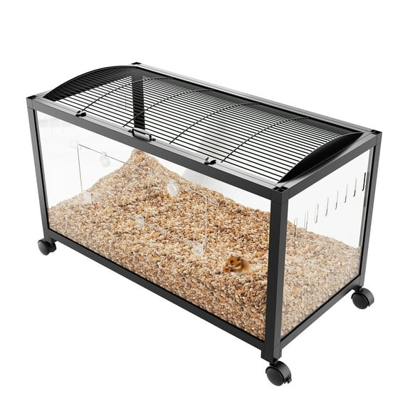 TEQIN Hamster Habitat Cage,Chewproof Gerbil Cages,Mice and Rat Habitat with Transparent Sides, Hamster Cage with Openable Mesh Top, Solid Built with Lock Design,Rolling Hamster Cage