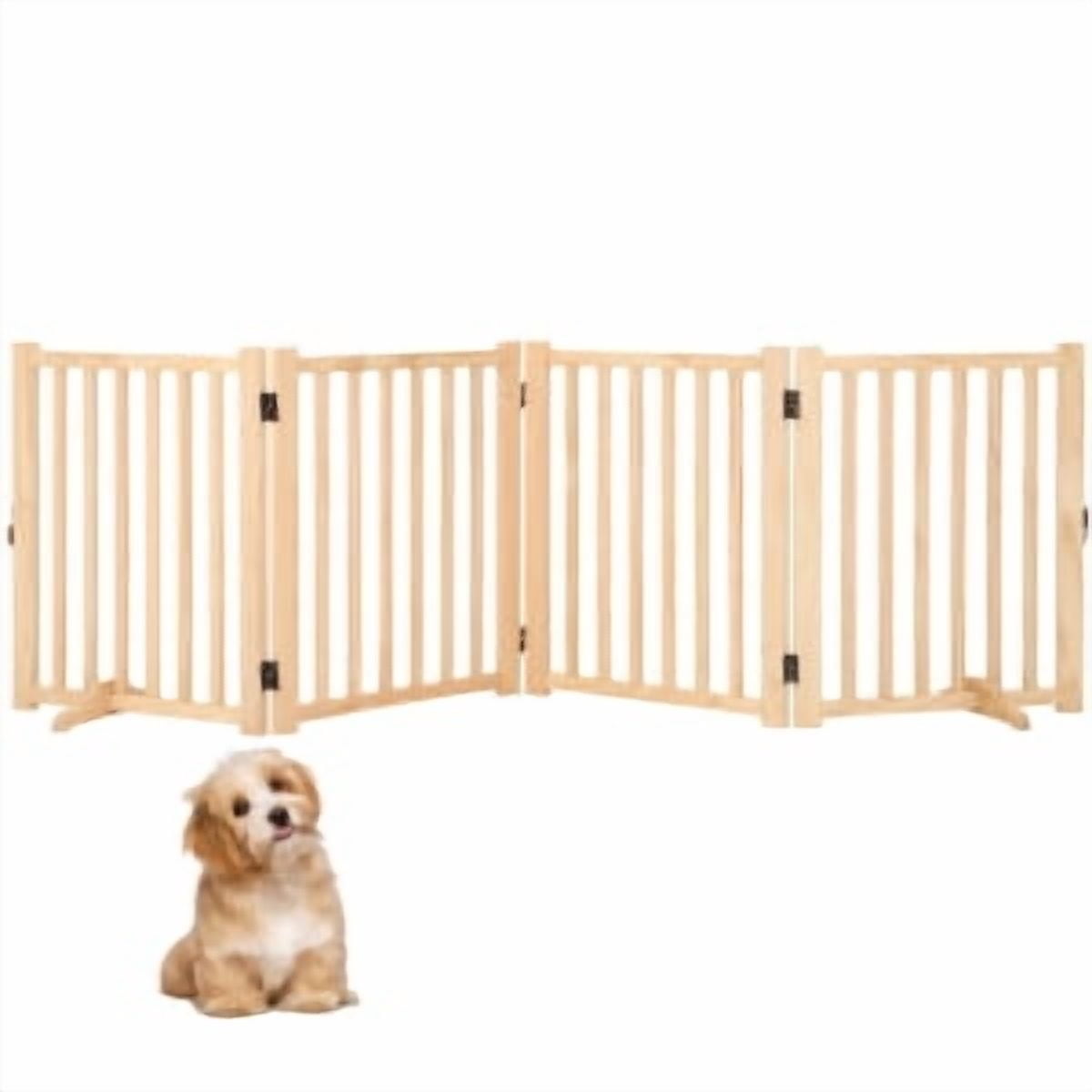 TEQIN Indoor Pet Gate,Freestanding Pet Gate for Dogs,Folding Dog Gate for Stairs or Doorways,Freestanding Pet Fence Kitchen Wooden Pet Barrier for Cats and Dogs
