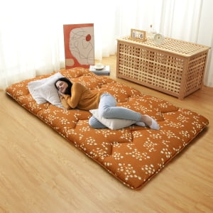 TEQIN Japanese Floor Mattress Futon Mattress, Futon Floor Mattress 4" Thicken Tatami Mat Sleeping Pad Foldable Roll Up Mat Dormitory Pad Floor Lounger Pillow Bed For Camping Travel