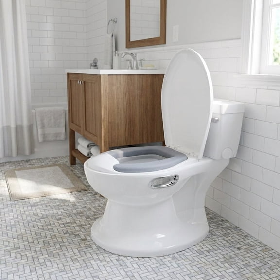 TEQIN Kid Potty Training Toilet, Potty Chair, Detachable Training Seat For Boys & Girls, Flushing Sound, Wipes Storage And Toilet Paper Holder For Toilet Training