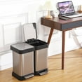 thumbnail image 1 of TEQIN Kitchen Trash Can,Dual Stainless Steel Garbage Can,Foot Pedal Recycling Can for Kitchen, Living Room, Office, Removable Inner Buckets Soft Close Lid Odor Proof,13 Gallon/50L(25Lx2), 1 of 8