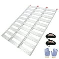 thumbnail image 1 of TEQIN Loading Truck Ramp 1500lbs Capacity, 77" x 54", Trip-Fold Ramps with Treads,Folding Aluminum Punch Hole Surface, Folding Ramp Truck Loading Ramps for Motorcycles, ATV, Trucks, Snow Blowers, 1 of 12