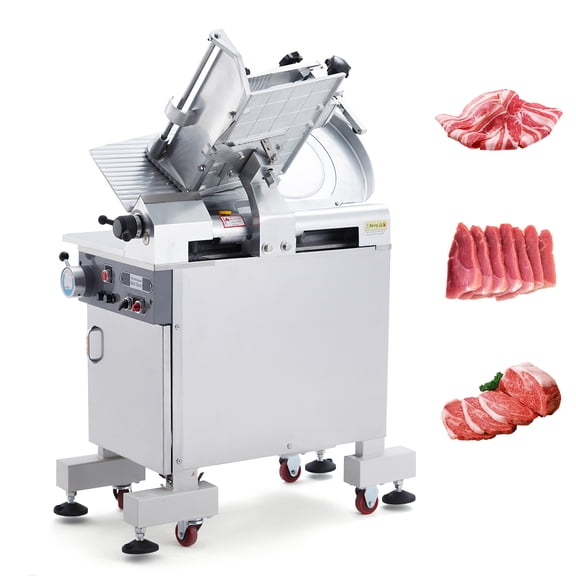 TEQIN Meat Slicer, 550W Electric Food Slicer with 12" Stainless Steel Blades  Adjustable Thickness 0-14mm, Child Lock Protection, Food Slicer Machine for Meat Cheese Bread