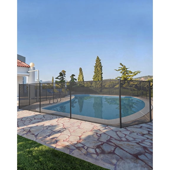 TEQIN Mesh Pool Safety Fence, Stainless Steel Feet,Pool Fences For Inground Pools, Removable Pool Fencing Temporary Pool Fence For Inground And Above Ground Pool, Backyard, Garden