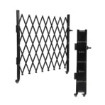 TEQIN Metal Expandable Dog Gate,Versatile Accordion Safety Barrier,Portable Retractable Barricade, Adjustable Pet Fence, Free Standing 360°Rolling Barricade Gate For Indoor and Outdoor