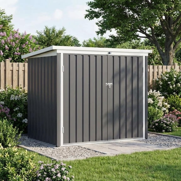 TEQIN Outdoor Storage Cabinet,80 Cu.Ft Tool Shed With Lockable Doors, Galvanized Steel Storage Shed,Easy To Assemble, Waterproof Outdoor Storage Box Garden Shed For Backyards,Patios