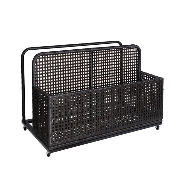 TEQIN Poolside Float Storage,Patio Poolside Float Storage Basket, Storage Box, Pool Float Holder Storage Rack,PE Rattan Outdoor Pool Caddy with Rolling Wheels for Floaties, Patio, Pool