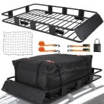 TEQIN Rooftop Cargo Carrier Car Roof Bag,64" x 39"Waterproof Cargo Roof Basket for Most Vehicles,Adjustable Rooftop Cargo Carrier,Car Roof Basket for SUV, Truck,Vehicle,200 Lbs Capacity