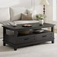 thumbnail image 1 of TEQIN Rustic Coffee Table with Drawers,47" Coffee Table, Living Room Tables with Storage, Wooden Center Table for Reading Playing Room Home Accent Table for Dining Room Apartment, 1 of 7