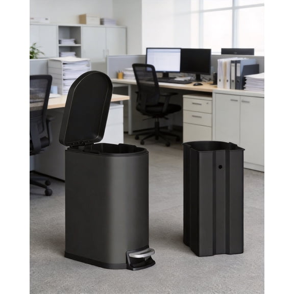 TEQIN Slim Trash Can With Odor Protection,Narrow Kitchen Garbage Bin With Soft Close Lid, Stainless Steel Step On Foot Pedal Garbage Can,13 Gallon/50 Liter