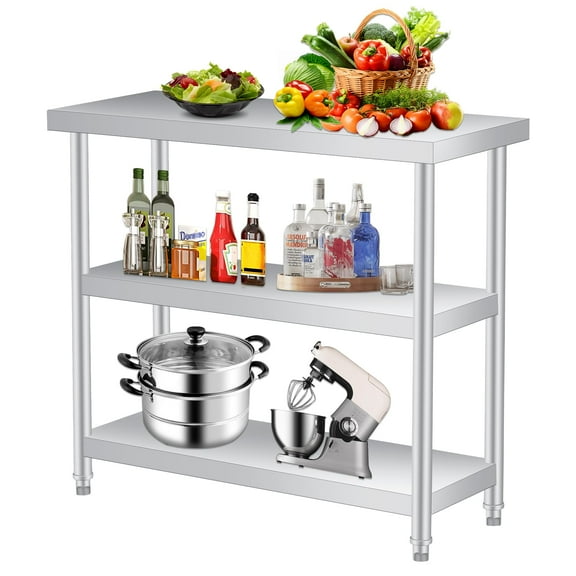 TEQIN Stainless Steel Table for Prep & Work,Heavy Duty Work Table,Food Prep Worktable for Outdoor Use, Rust-Resistant & Easy to Clean for Commercial Kitchen, Outdoor, Restaurant, Hotel & Garage
