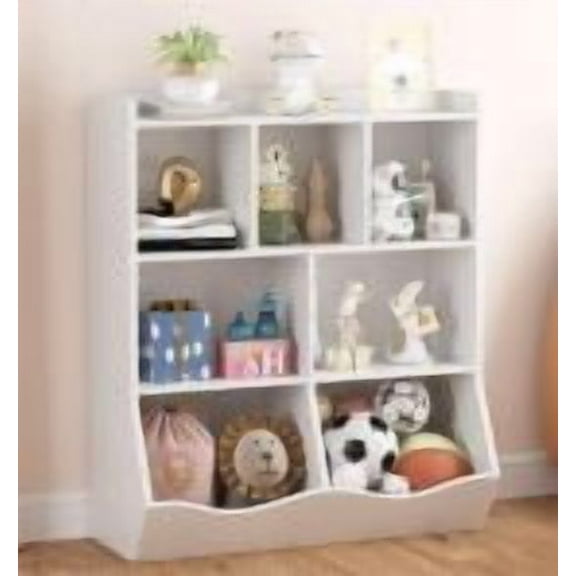 TEQIN Toy Storage Organizer with Bookshelf,Bookcase Footboard,Toy Storage Cubby, Children's Toy Shelf, 42.5'' H Storage Cabinet, Fit for Children's Room, Playroom, Hallway, Kindergarten