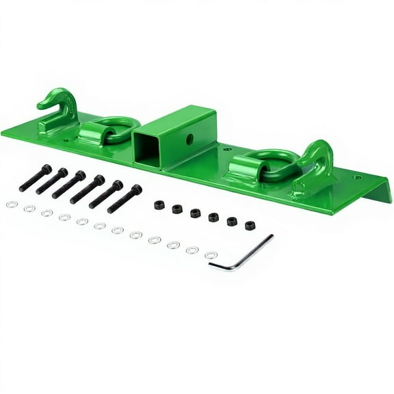 TEQIN Tractor Grab Hooks 5.7" W × 21.85" L Fits for 1025R 2320 2520 2720 2025R 2032R 2038R 3032E 4010 4100 4110 4115 (4100Z), Bolted on Compact Tractor Bucket Grab Hooks, D Rings & 2" Receiver