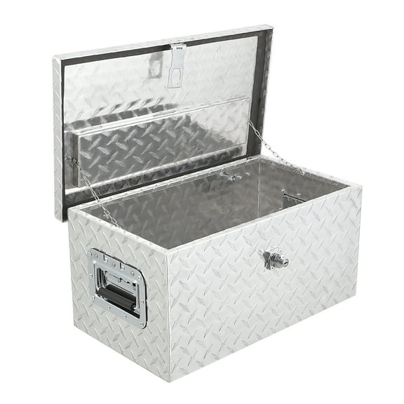 TEQIN Underbody Truck Box,Contractor Toolbox,Pickup Storage Box,Heavy Duty Aluminum Diamond Plate Tool Box w/ Lock and Keys, Waterproof Trailer Storage Box with T-Handle Latch 20"×12"×9.5"