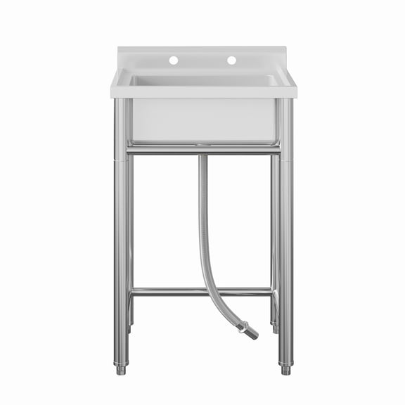 TEQIN Utility Sink,Free Standing Single Bowl Kitchen Sink,Laundry Sink，Stainless Steel Sink for Laundry Room Bathroom Farmhouse