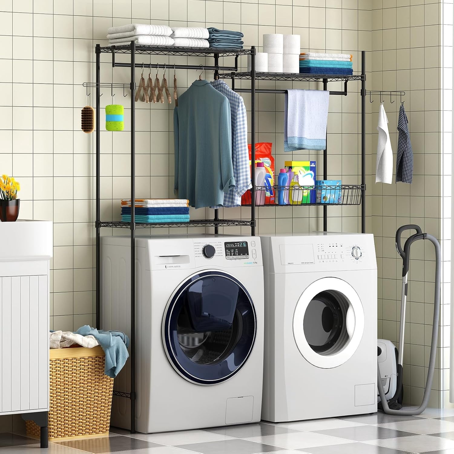 Over Washing Machine Storage Racks for Laundry