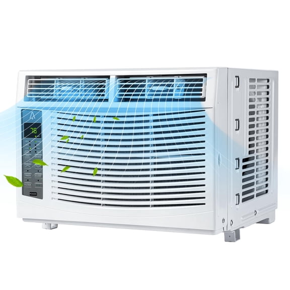 TEQIN Window Air Conditioner Unit, 6,000 BTU for Small Rooms up to 350 sq ft. with Adjustable Fan and Cooling Settings, With Remote & App Control for Small Bedroom or Living Room, Easy Install