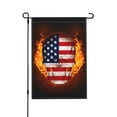 thumbnail image 1 of TEQUAN American Flag Flame Skull Garden Flags, 18 x 12 inch Double Sided Linen Outdoor Flag for Holiday Farmhouse Yard Home Decor, 1 of 7