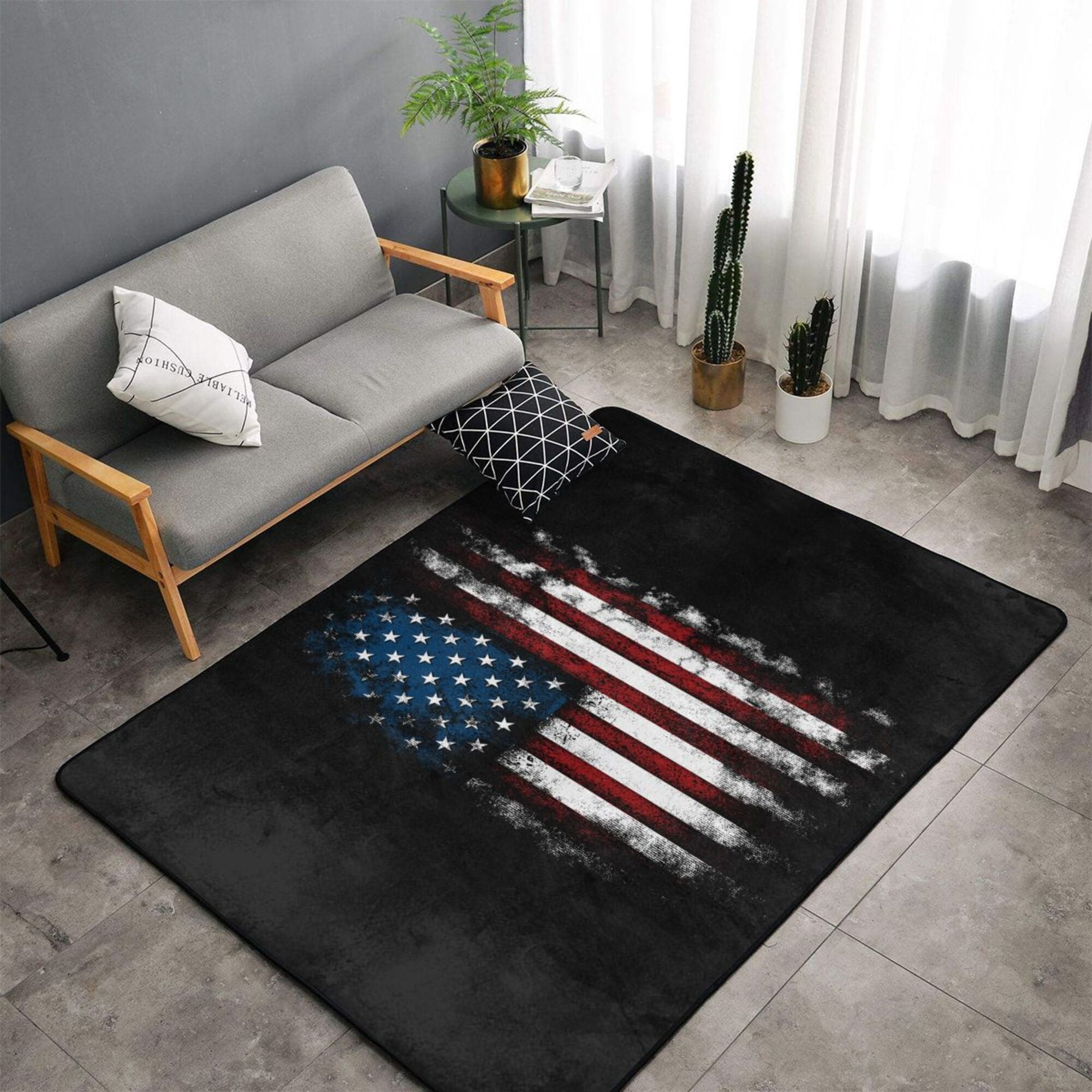 TEQUAN Area Rugs for Living Room Bedroom, Vintage Grunge Patriotic ...
