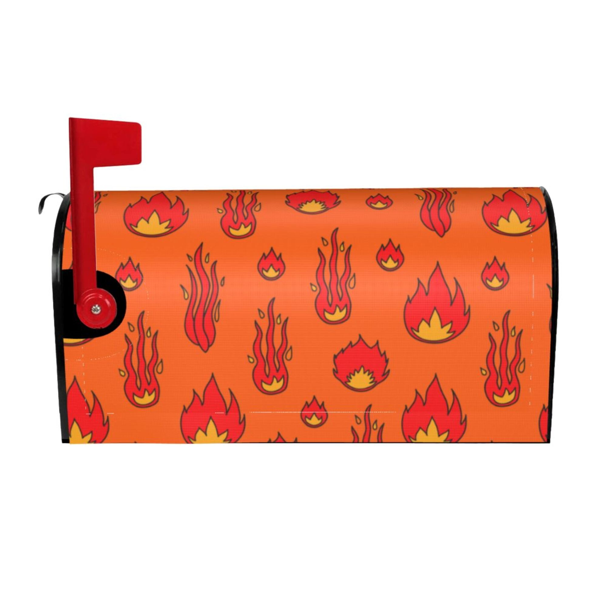 TEQUAN Cartoon Fire Flames Red Magnetic Mailbox Cover, Mailbox Wraps ...